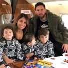 Leo Messi y Antonella con Ciro, Mateo y Thiago 