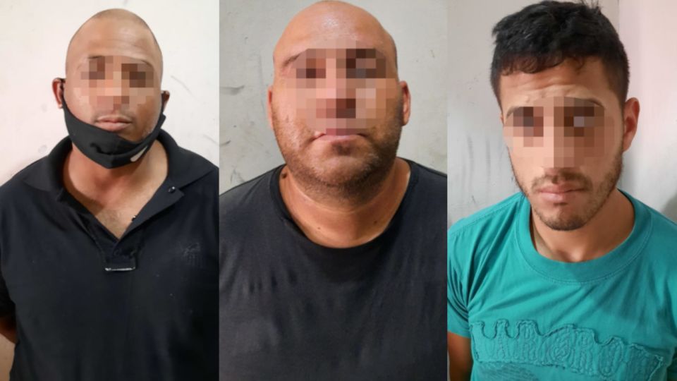 Los tres sospechosos detenidos por el asalto al banco Provincia de Villa Diamante.
