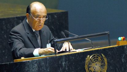 Carlos Ruckauf, en la ONU, cuando era canciller de Duhalde. (Archivo NA)