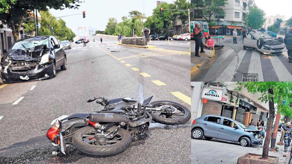 Choques. La Paternal, Palermo y Caballito, los barrios en los que se produjeron los choques en la madrugada del viernes. En la moto embestida viajaban tres mujeres.