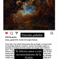 Nicolás Paladini, el esposo de Rocío Guirao Díaz, fue reconocido por la NASA