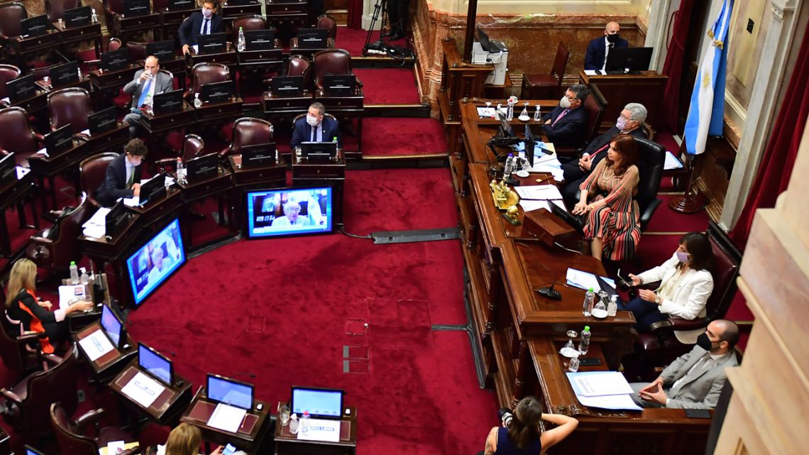 Vice-President Cristina Fernández de Kirchner opens the session at the Senate to decide whether to legalise voluntary abortions up to the 14th week. 