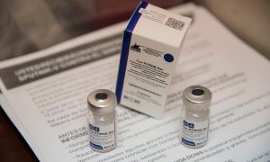 Picture of vials of the Sputnik V vaccine seen at the Centenario Hospital in Rosario, Santa Fe Province.