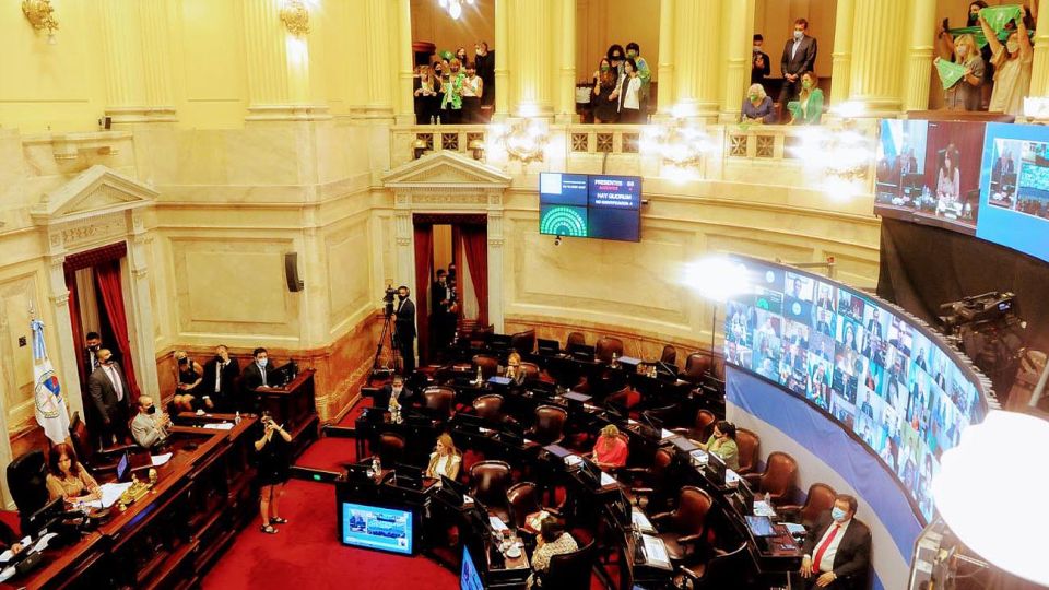 El recinto del Senado en el momento de sancionar la ley IVE