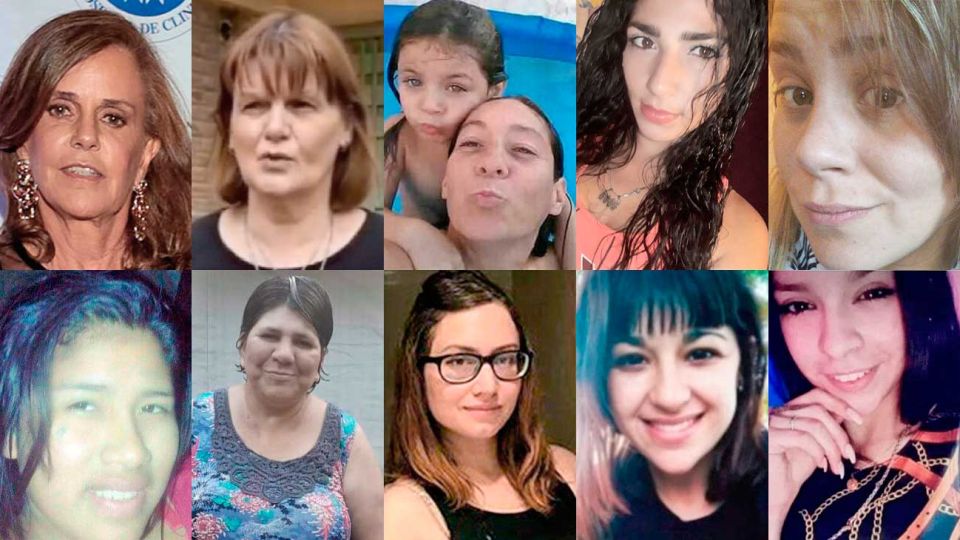 Atacadas en sus casas. Silvia Saravia (69), Cristina Cattaneo (55), Ada (7) y Cristina Iglesias (40), Dolores Juncos (35), Jésica Minaglia (30), Alba Orqueda (18), Juana Valdez (43), Julieta Riera (24), Micaela Salazar (28), Quimey Lambert Tamay (19).
