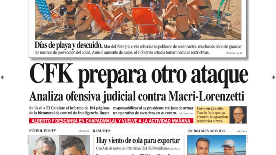 tapa de Diario PERFIL domingo 3 de enero 2021