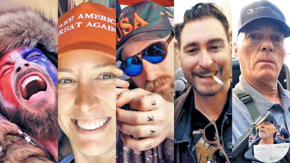 Casos. Angeli, impulsor de la conspiración QAnon. Babbit murió en el edificio. Gionet transmitió en vivo el ataque. Ochs, de los Proud Boys y Barnett, con papeles de Nancy Pelosi.