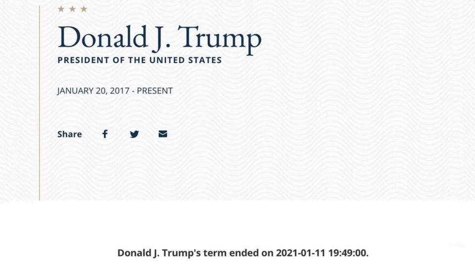 Departamento de Estado de EEUU anuncia por error partida prematura de Trump del poder