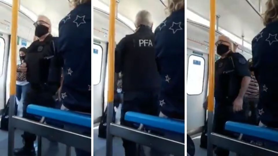 Policía se hace viral al concientizar sobre el uso del barbijo a bordo del Tren Sarmiento