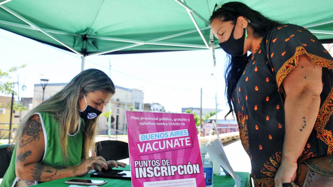 A woman at a vaccination post in Buenos Aires. 