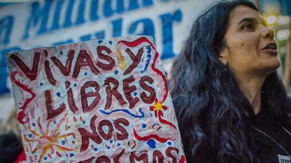 Ivana Soledad Suárez en una marcha de Ni Una Menos