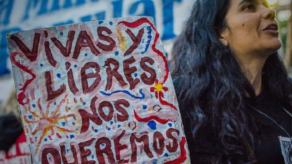 Ivana Soledad Suárez en una marcha de Ni Una Menos