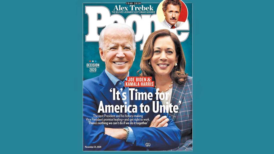 Llamado. Con Kamala Harris, la vice electa, prometen trabajar por la unidad.