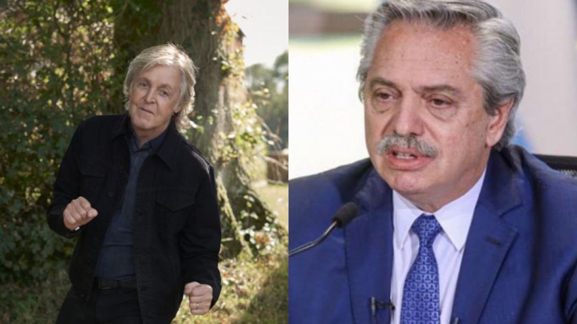 Ex-Beatle Paul McCartney and Argentine president Alberto Fernández 