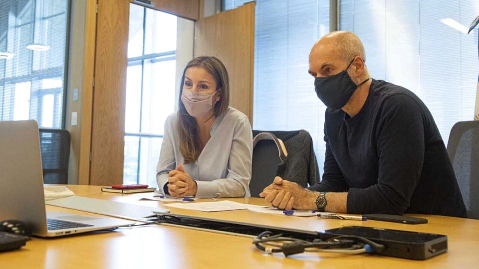 Rodríguez Larreta y la ministra de Educación porteña Soledad Acuña.