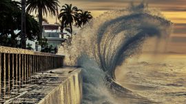 La idea del gigantesco muro marino es tratar de evitar el avance de las aguas sobre la ciudad.