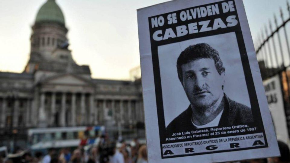 Conmemoración del periodista José Luis Cabezas en las inmediaciones del Congreso.