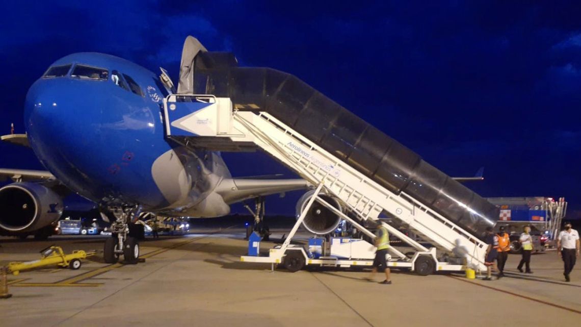 Aerolíneas Argentinas President Pablo Ceriani confirmed the plane's departure in a tweet.