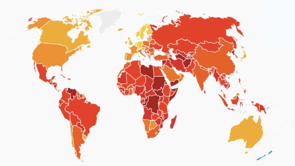 El ranking sobre el Índice de Percepción de Corrupción en América.