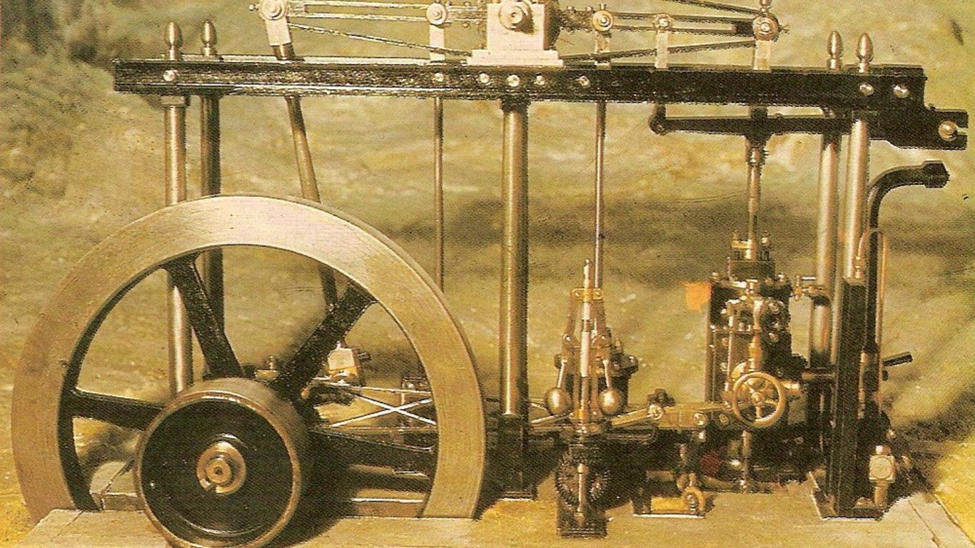 Первые тепловые машины. Паровая машина Джеймса Уатта. Паровой двигатель Джеймса Уатта.