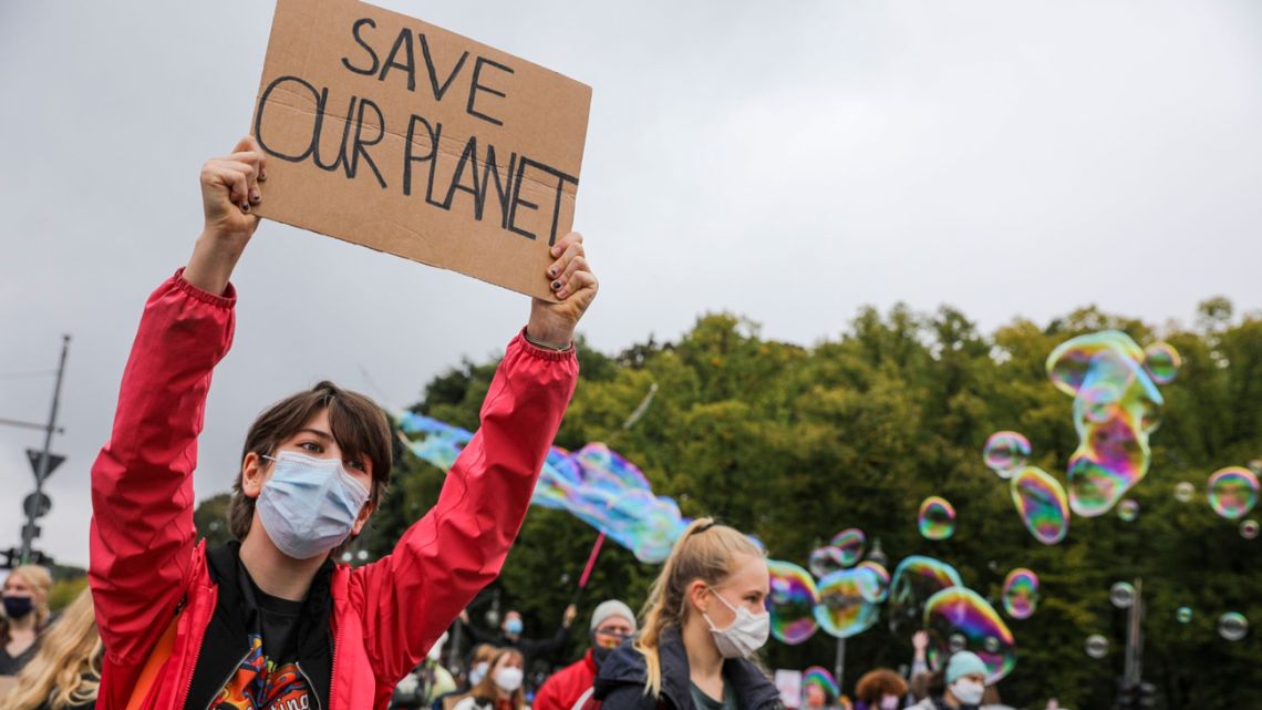 Demonstrators at a climate change protest.