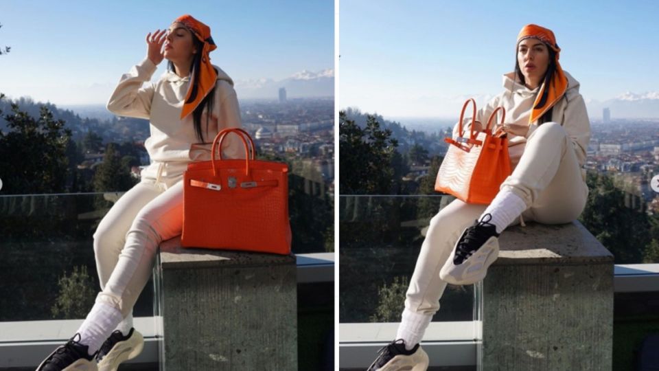 Georgina Rodríguez, la novia argentina de Ronaldo, adelantó su nuevo proyecto y posó con su cartera de 45 mil dólares.