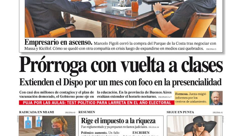 La tapa del diario PERFIL de este sábado 30 de enero de 2021.