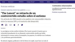 'The Lancet': vínculo errado de vacuna del sarampión, paperas y rubéola con el trastorno autista.