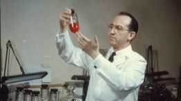 Jonas Salk en su laboratorio