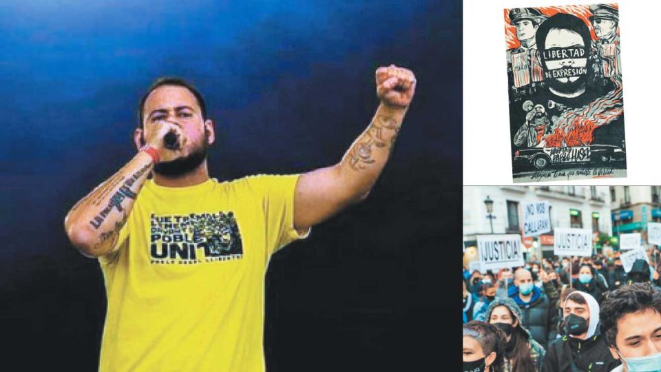 Hasél. Ayer, antes de que se concretara su condena, el rapero arremetió a favor de la libertad de expresión y contra el rey Felipe VI.