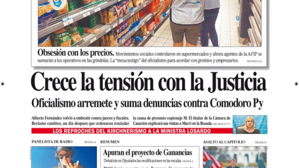 La tapa del Diario PERFIL de este domingo 14 de febrero.