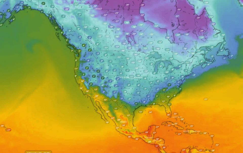 Estados Unidos sumergido en una tormenta de nieve.