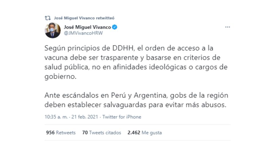 Vivanco Human Rights Watch Vacunación