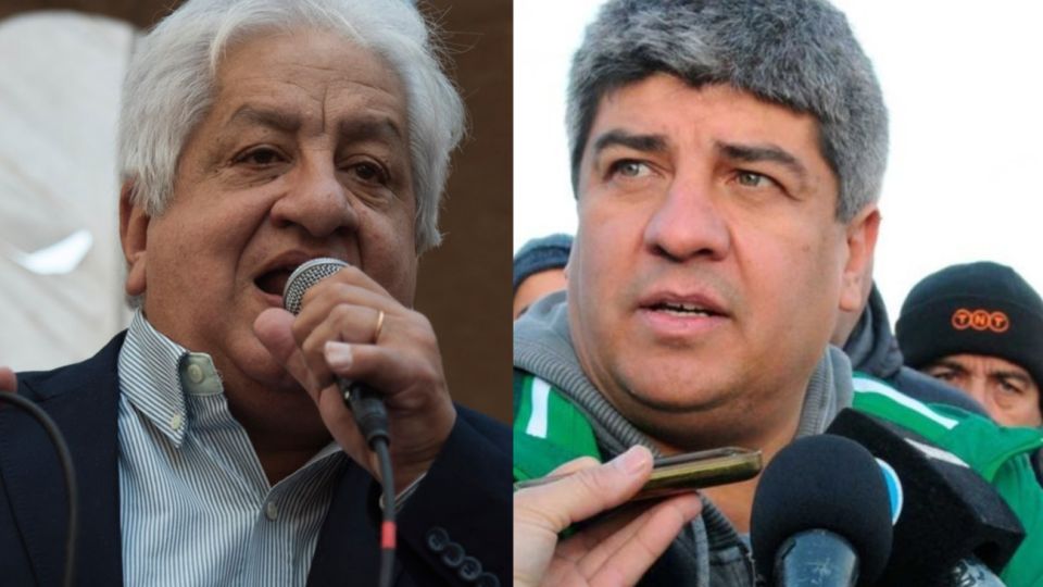 El secretario general de la lUEJ, Julio Piumato, junto al sindicalistas Pablo Moyano.