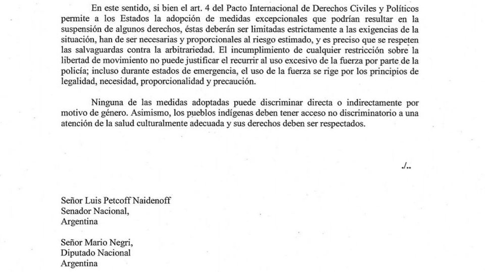 Carta de Michele Bachelet 20210225