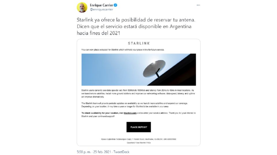 Starlink Internet Argentina