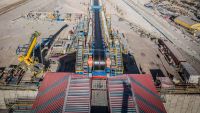 Handout file photo taken on June 24, 2019 and released by the National Copper Corporation of Chile (CODELCO) showing the construction of the underground operations of the Chuquicamata mine in Calama, Chile. The price of copper doubled on February, 2021 compared to March, 2020 and reached its highest price in a decade due to China's purchases, a situation which opens a "unique" opportunity for the economy of Chile, the main producer of the mineral, experts pointed out to AFP.