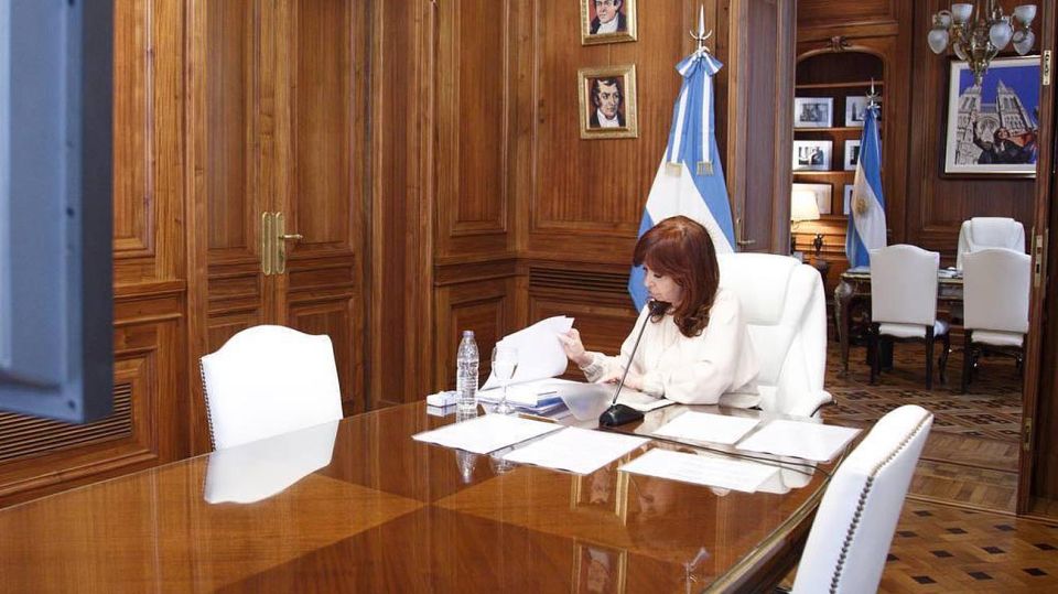 Cristina Fernández en la Audiencia vía Zoom por Dólar futuro Crédito: Cedoc Perfil