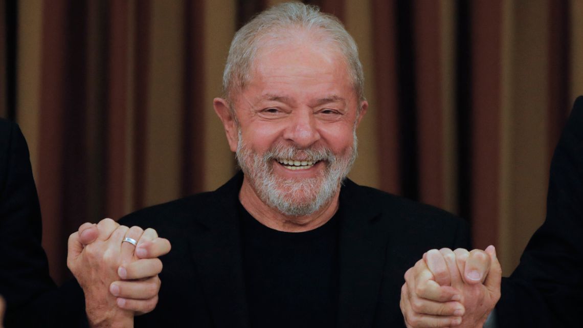 this file photo taken on February 18, 2020, Brazil's former president Luiz Inácio Lula da Silva is pictured during a meeting with deputies and senators of the Workers' Party (PT) in Brasilia. 