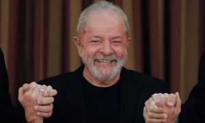 this file photo taken on February 18, 2020, Brazil's former president Luiz Inácio Lula da Silva is pictured during a meeting with deputies and senators of the Workers' Party (PT) in Brasilia.