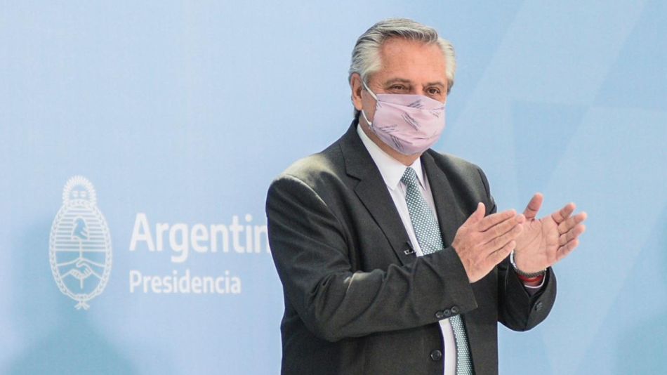 Alberto Fernández en el acto por el Día Internacional de la Mujer.