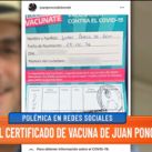 Juan Ponce de León se vacunó contra el Coronavirus a los 45 años, lo posteó y luego lo borró 