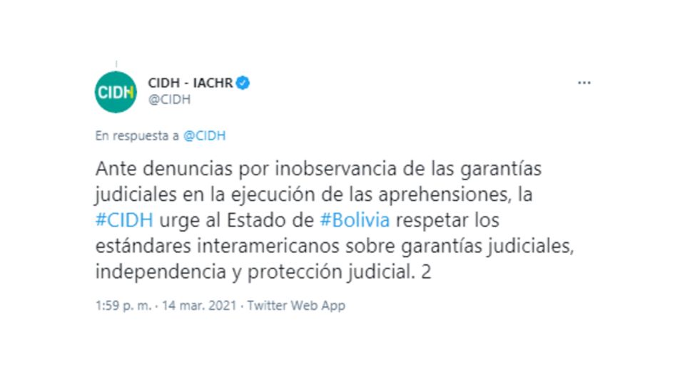 Prisión Preventiva Áñez Bolivia