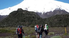 Las estacas reflectivas están ubicadas en el último tramo de ascenso al Lanín.
