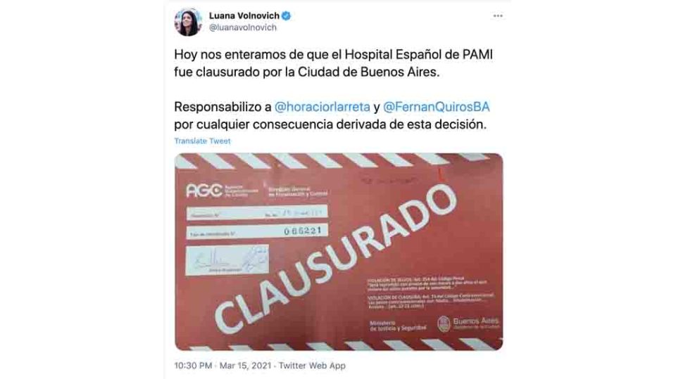 clausuraron el hospital español