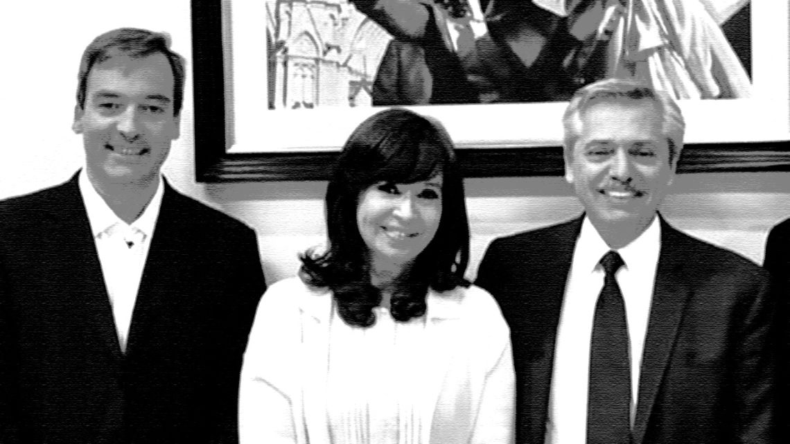 Argentina's next justice minister Martín Soria (left), pictured with Vice-President Cristina Fernández de Kirchner (centre) and President Alberto Fernández (right).