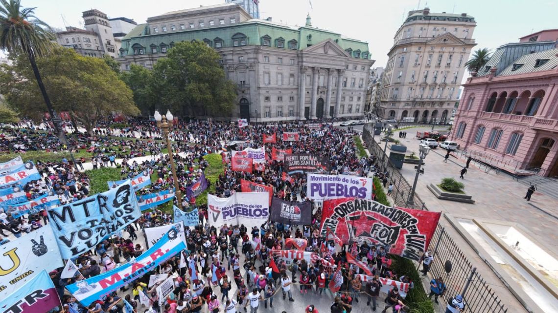 Protesters demonstrate in Buenos Aires on Thursday.