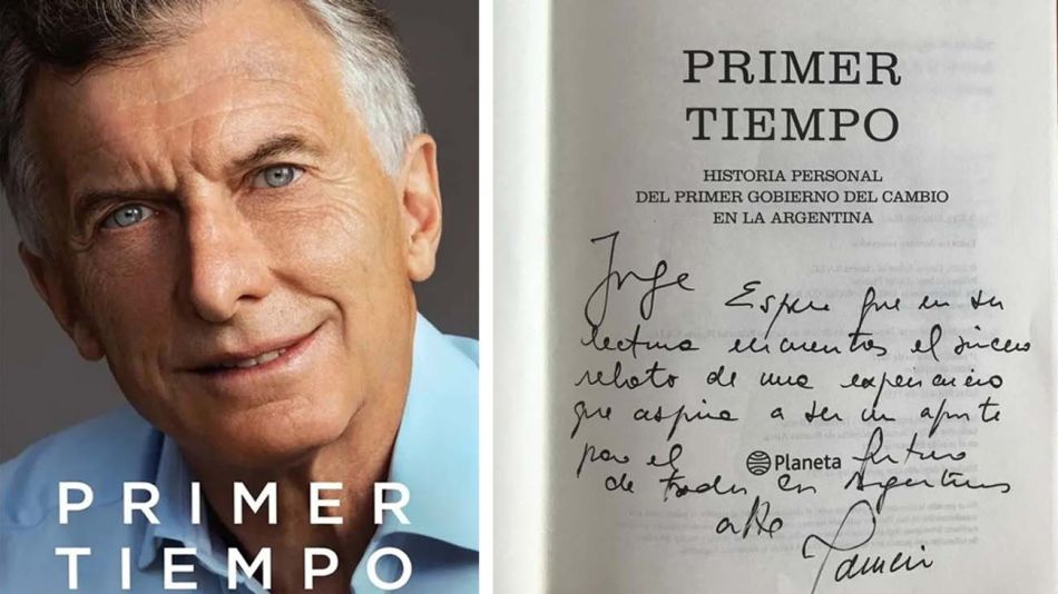 El libro de Mauricio Macri y su dedicatoria.