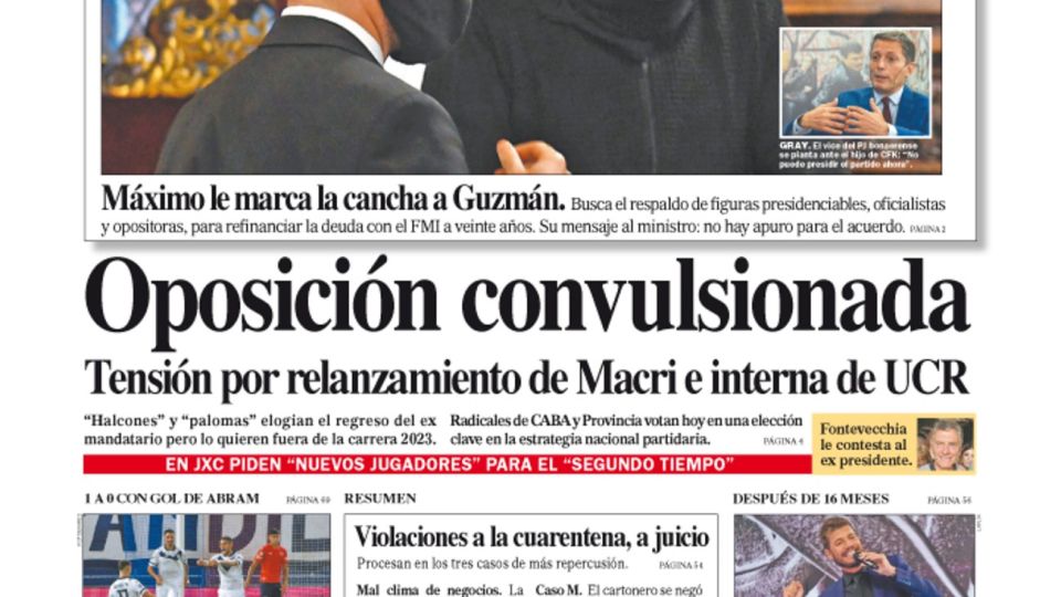 La tapa del Diario PERFIL del domingo 21 de marzo de 2021.