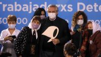 Alberto Fernández junto a Taty Almeyda en el acto por el Día de la Memoria en la ESMA